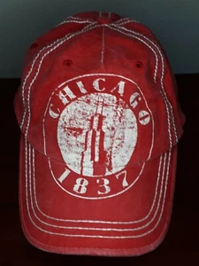 Chicago 1837 Red Baseball Cap Hat Landmark Graphics - Picture 1 of 4