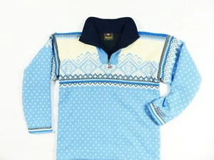 MENS BABY BLUE DEVOLD NORWAY WINDSTOPPER 100% WOOL SWEATER JUMPER PULLOVER XL - Picture 1 of 12