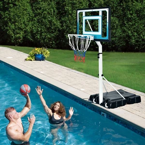 Adjustable 4.1-5.7FT Water Sports Basketball Hoop Backboard Swimming Pool Games - Picture 1 of 9