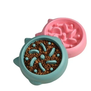 Pet Dog Cat Slow Feeder Bowls Anti Choking Slow Feeder Dish Bowl - Picture 1 of 12
