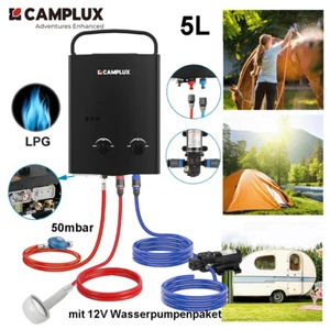 CAMPLUX 5L LPG Propan Gasdurchlauferhitzer Flüssiggas mit Wasserpumpenpaket 10kW - Bild 1 von 11