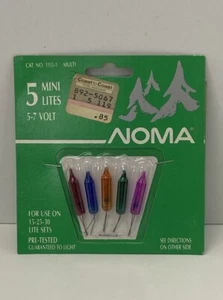 Vintage Noma Mini Light Replacement Bulbs Multicolored 5-7 Volt Pack of 5 -NEW - Picture 1 of 2