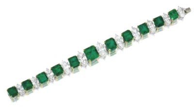 Brazalete Tenis 12ct Asscher Simulado Esmeralda/Diamante Chapado en Oro Blanco 14k SLVR Foto 1 de 4