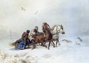 Windhund * Levrier * Chart polski & Pferd * CHORTAJ Jagdszene PRINT # 12 - Bild 1 von 1