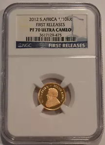 2012 SOUTH AFRICA 1/10 oz Gold Krugerrand NGC PF70 Ultra Cameo low mintage!! - Picture 1 of 3