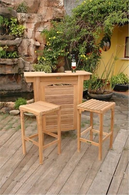 Anderson Teak Montego Bar Table & 2 Montego Bar Stools - Image 1 of 4