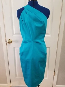 NWT Chloe Dao Nikki Dress Turquoise Size 8 Pleat Detail Sexy $398 - Picture 1 of 8