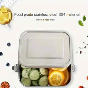 1pc Durable Stainless Steel Lunch Box, 304 Square Metal Bento Container Y - Picture 1 of 5