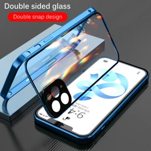 Für iPhone 13 12 11 Pro XR XS Max 8 7 Magnetische Metall doppelseitige Glashülle - Photo 1/19