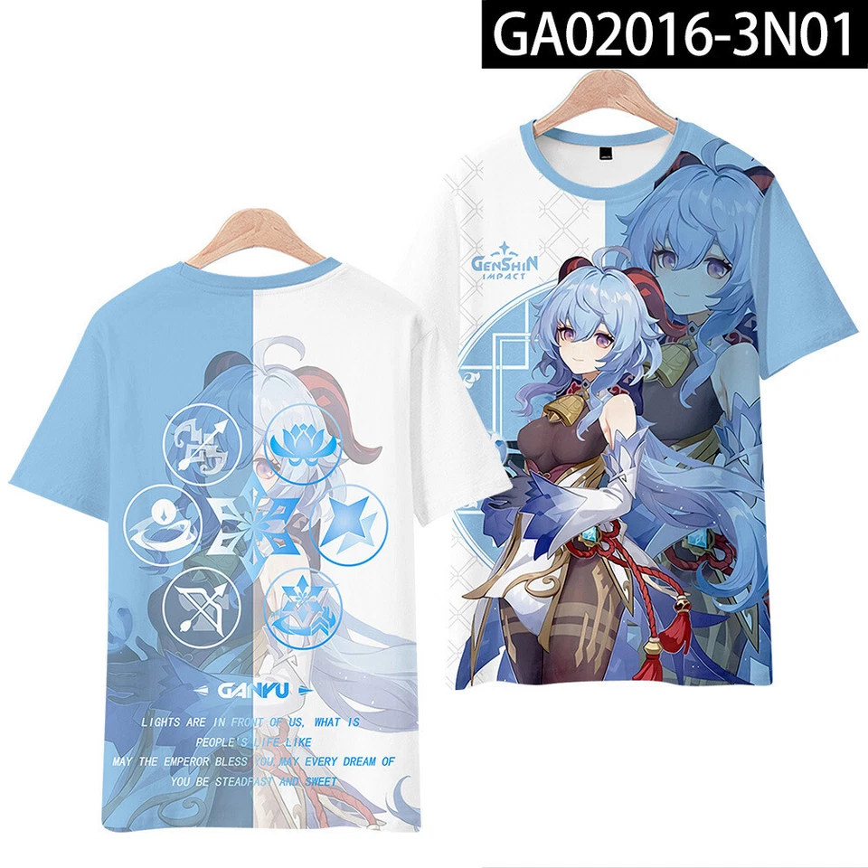 Camiseta Anime Genshin Impact GanYu Dibujos Animados Otaku Harajuku Manga Corta Regalo Foto 1 de 1