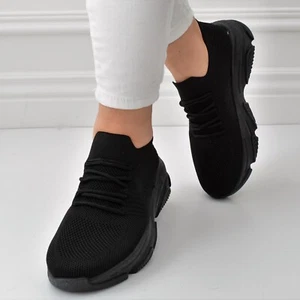 Damen Schuhe Sneaker Schwarz Low Turnschuhe Sportschuhe Ballerina Freizeitschuhe - Bild 1 von 7