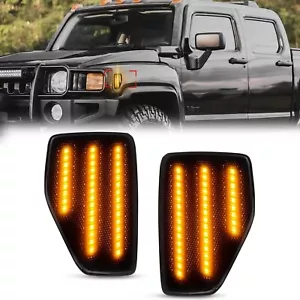 For 05/06-10 Hummer H3/09-10 H3T Smoked Full LED Amber Front Side Marker Lights - Picture 1 of 6