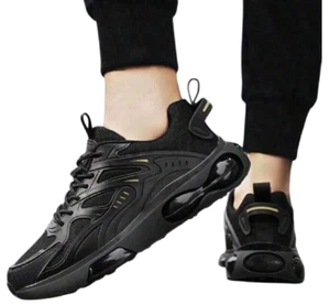 Neu Herren Schwarz Air Leicht Laufen Turnschuhe Sneaker Sportschuhe Arbeit Gym Stiefel - Bild 1 von 6