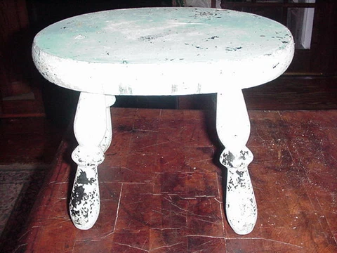Vintage Antique Milking Foot Stool Primitive Chippy Paint Shabby Chic Bench Cover