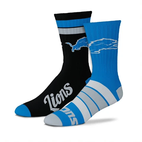 Detroit Lions NFL Duo 2 Pack Pair Team Colors Large Mens Crew Socks Fits 10-13 Cover