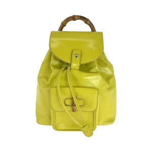 GUCCI vintage Bamboo 003 2034 0030 Backpack Backpack Yellow Brown leather GG - Picture 1 of 10