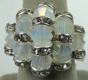 ANILLO con Cristal Esmerilado Blanco Boda Dama de honor Novia Joyería Hecha a Mano - Imagen 1 de 2