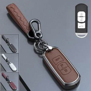 Zinc Alloy Leather Car Key Fob Case Cover For Mazda 2 3 5 6 CX-3 CX-5 MX-5 CX-9 - Picture 1 of 13