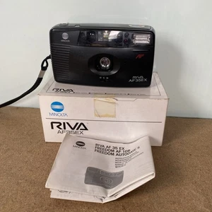 Minolta Riva AF35 EX 35mm Film Point and Shoot Camera Black Tested Boxed Manuals - Picture 1 of 5