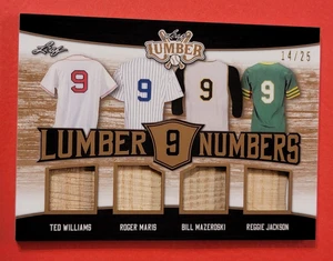 Ted Williams BAT CARD #d14/25 Roger Maris BILL MAZEROSKI Reggie Jackson LEAF - Bild 1 von 3