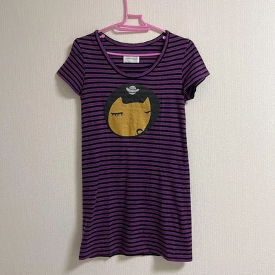 Vestido manga corta a rayas Tsumori Chisato 31,4 pulgadas Foto 1 de 3