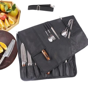 Knife Roll Bag Pockets Multifunction Cutlery Storage Bag for Travel BBQ Home - Picture 1 of 6
