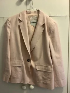 TRENERY Single breasted French Linen Blend Blazer- Light Pink - Size 12 - EUC - Picture 1 of 7