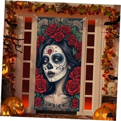 Portada de puerta Día de los Muertos Cartel de porche Gótico Día de los Muertos  Foto 1 de 4