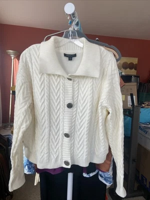 Cárdigan para mujer XL marfil manga larga de Marc New York, botón delantero. Foto 1 de 4
