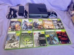 HUGE Microsoft Xbox 360 S Slim 250Gb HD Console Bundle 10 Shooting FPS Games - Picture 1 of 15