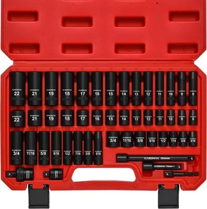 3/8 In. 49 Piece Milwaukee 6 Point Impact Socket Ratchet Drive and Metric Set - Picture 1 of 8