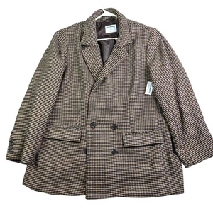 Old Navy Tweed Blazer Men's XXL 50R Brown Blue Sport Coat Career Smocking Jacket - Picture 1 of 11