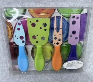 Cheese Cutting Board Boxed Gift Set Bella Vita Cutting 7"x6" Board 4 Knives - Picture 1 of 7