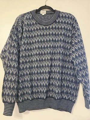 Vintage Linea Uomo Made in Italy Diamond Wool Blend Knit Sweater Sz L Fisherman  - Image 1 of 4