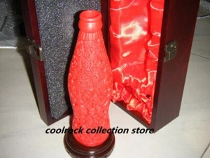 rare China coca cola Blessing 福 carved lacquerware wooden bottle with box - Picture 1 of 3