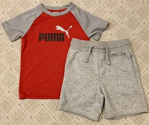 Gap Kids & Puma Outfit XS 4-5 Gray Red Athletic Shorts & Shirt Set - Picture 1 of 6