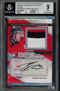 2013-14 ITG H&P Connor McDavid Subway Series Game Used Rookie Patch Auto BGS 9 - Picture 1 of 2
