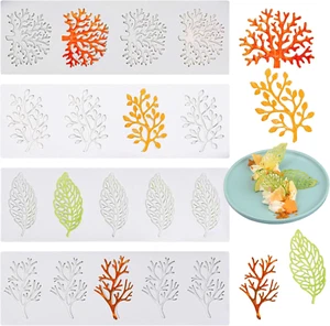 4 Pcs Leaf Molds Silicone Baking Molds,3D Leaf Tuile Lace Cake Decorating, Coral - Picture 1 of 8
