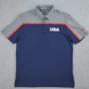 Adidas Shirt Mens Medium Navy Gray USA Golf Ultimate Tellico Village Collared - Picture 1 of 24