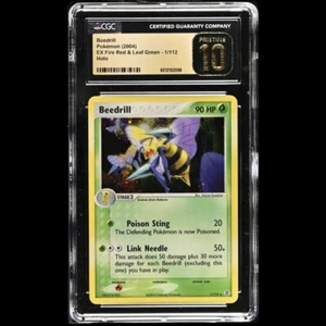 CGC 10 Pristine Beedrill Holo 1 EX Fire Red & Leaf Green Pokemon Card Graded PSA - Picture 1 of 3