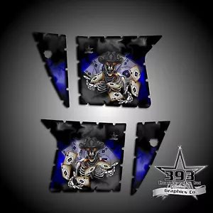 Pro Armor Door Graphics Kit Polaris RZR XP 900 RZR S 800 07-14 Outlaw Blue NoCut - Foto 1 di 1