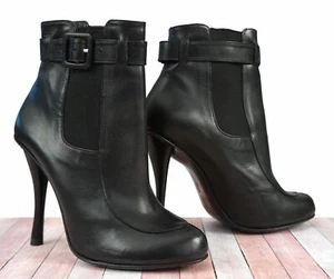 ROBERT CLERGERIE 36 Black Leather High Heel Ankle Boots Booties 5.5 - Picture 1 of 4