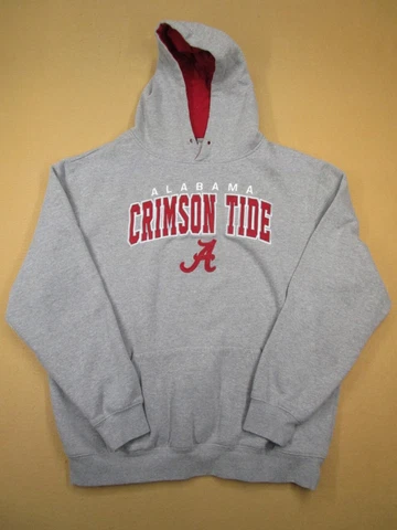 Alabama Crimson Tide Hoodie Men Extra Large Gray Pullover Spell Out Sweatshirt Cover