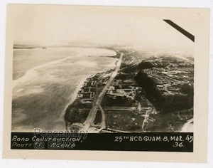 Fotografía de colección posterior a la Segunda Guerra Mundial 1945 Guam Agaña construcción de carreteras foto aérea nítida - Imagen 1 de 1