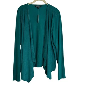 Inc International Concepts Womens Moleskin Open Front Cardigan XXL Quetzal Green - Picture 1 of 7