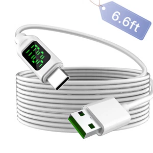 10ft 100W/5A USB C Cable Fast Charging Cord USB-A to Type C Charger LCD Display - Picture 1 of 15