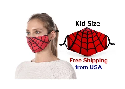Kid Child Spiderman Face Mask Filter Pocket Washable High Quality Print - Image 1 of 4