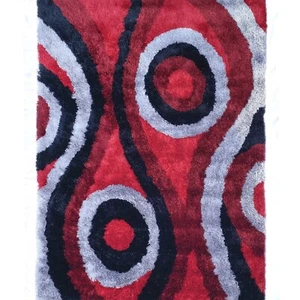 RugBerry 8x10 Red Black Grey Geometric Abstract Modern Soft Fluffy Carpet - Picture 1 of 6