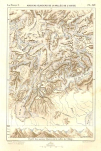ANCIENS GLACIERS DE LA VALLÉE DE L' ADIGE ( I ) CARTE GÉOGRAPHIQUE / MAP 1883 - Picture 1 of 1