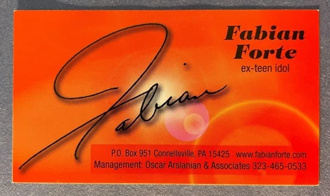 SIGNED TEEN IDOL FABIAN FORTE AUTOGRAPHED BUSINESS CARD Cover